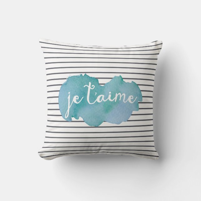 Je T'aime graphic watercolor pillow (Front)