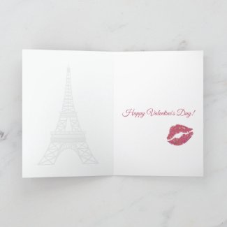 Je T'aime I love You Eiffel Tower Valentine's Day Holiday Card