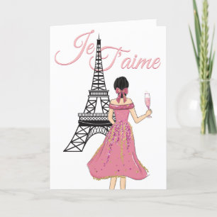 Je T'aime I Love You Eiffel Tower Valentine's Day Holiday Card
