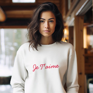 Je T'aime I Love You French Modern Red Quote Art Sweatshirt