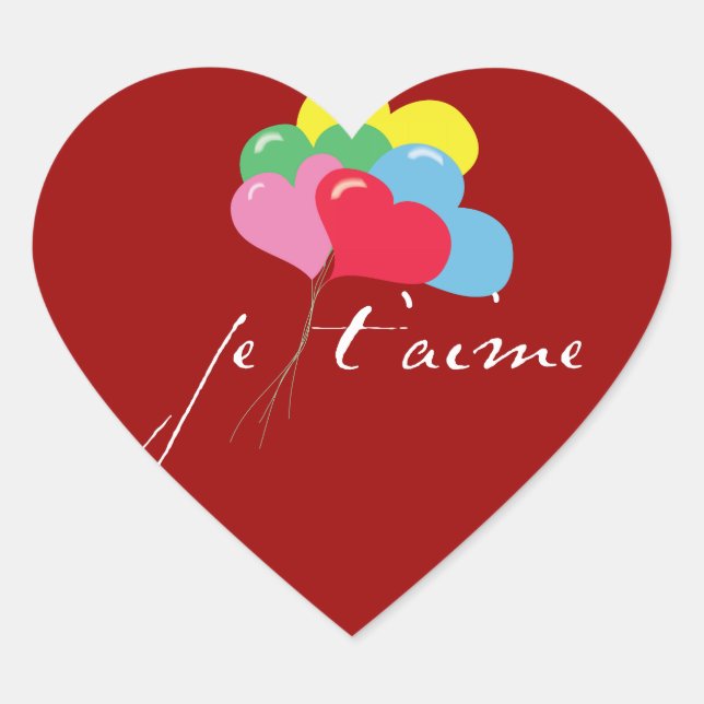 Je' taime (I love you) Heart Sticker (Front)