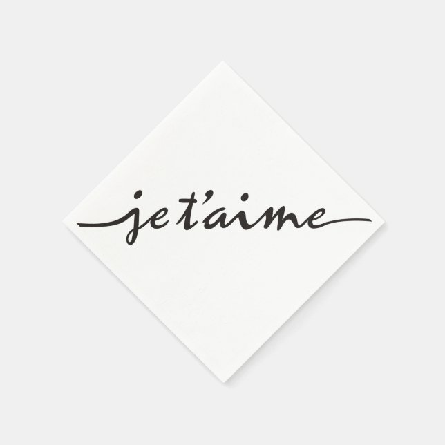 je t'aime - I love you in French - black Paper Napkins (Corner)