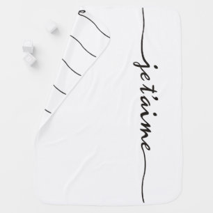 je t'aime - I love you in French - black Stroller Blanket