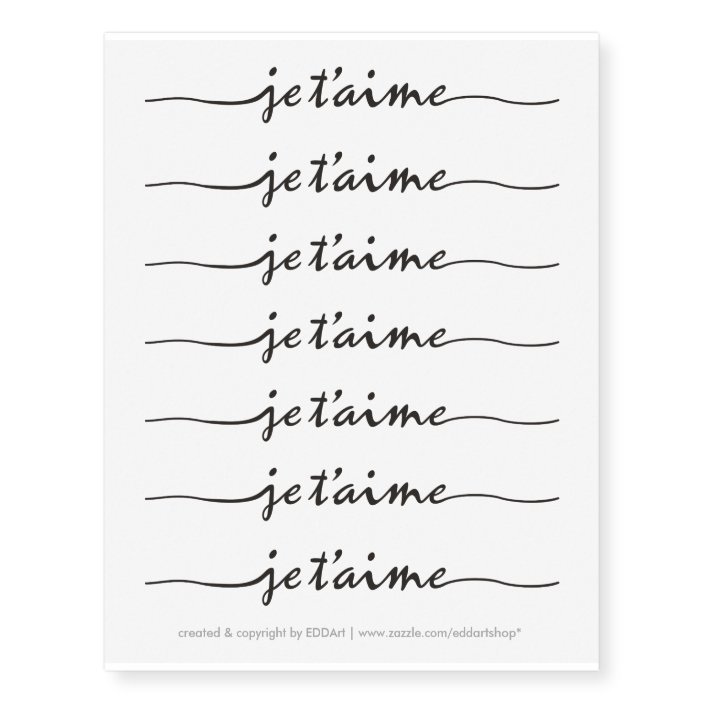 Je T Aime I Love You In French Black Temporary Tattoos Zazzle Com