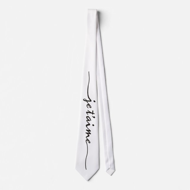 je t'aime - I love you in French - black Tie (Front)