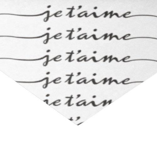 je taime _ I love you in French _ black Tissue Paper