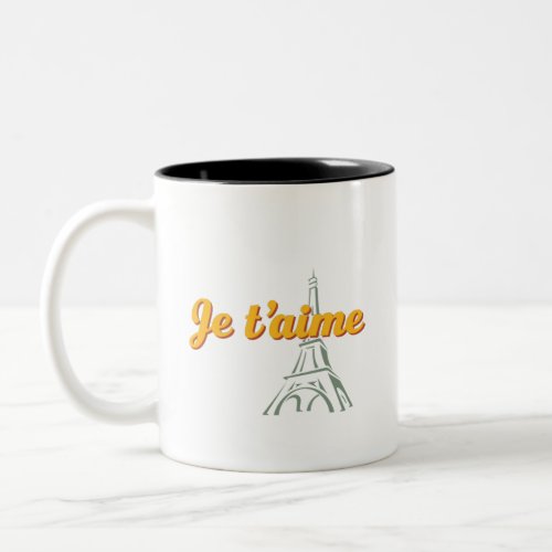 Je Taime I Love You Vintage French Word Phrase Two_Tone Coffee Mug