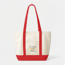 "Je t'aime MAMA chérie" Cute Kids Tote Bag 