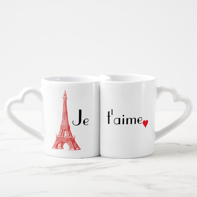 Je t'aime Paris Love Mug Set (Front Nesting)