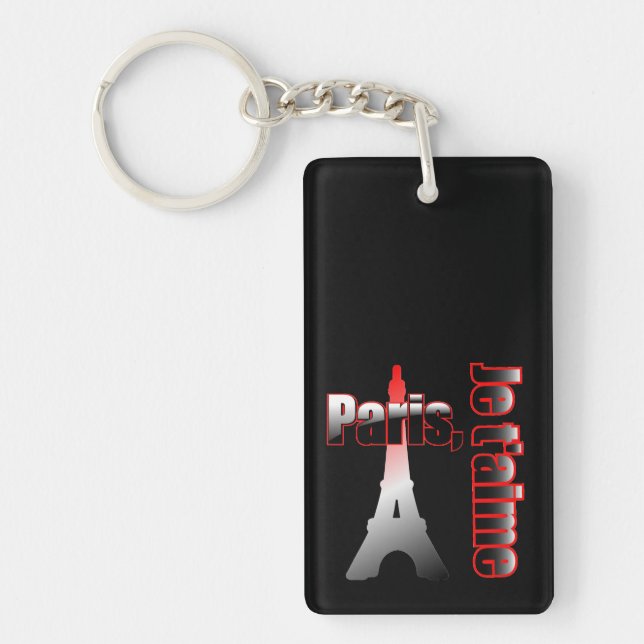 Je t'aime Paris with the Eiffel tower Keychain (Front)