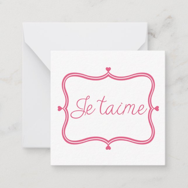Je taime piink note card (Front)