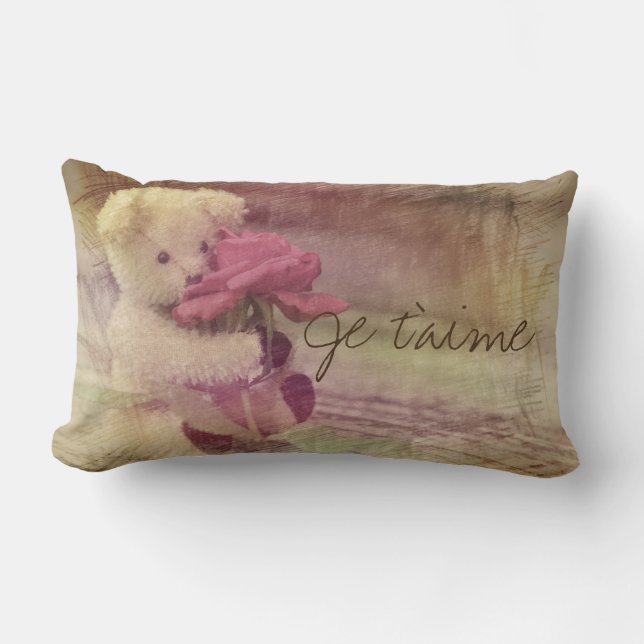 Je T'Aime Teddy Bear Dreaming Lumbar Pillow (Front)