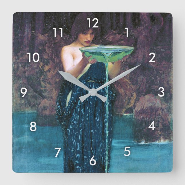 Jealous Circe, John William Waterhouse Square Wall Clock (Front)