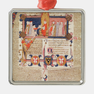 Jean Andre presenting his work to Pope Clement V Metal Ornament