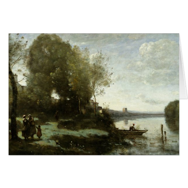 Jean-Baptiste-Camille Corot - River with a Distant Cards (Front Horizontal)