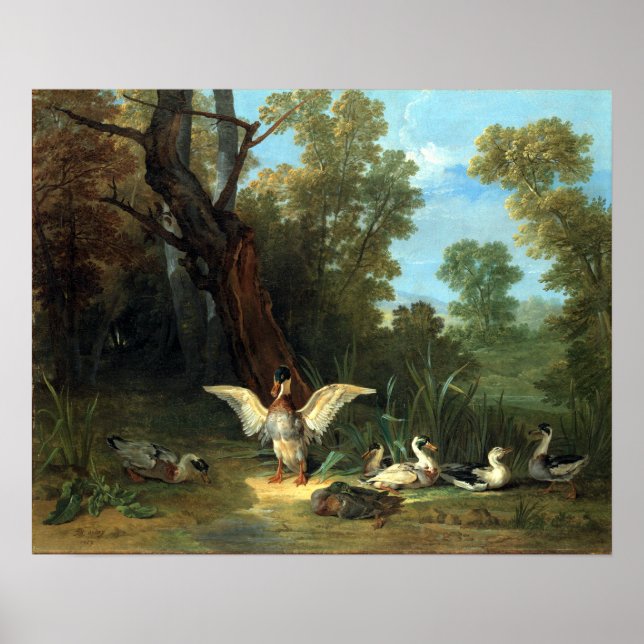 Jean-Baptiste Oudry Ducks Resting in Sunshine Poster (Front)