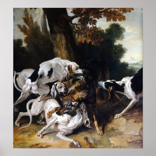 Jean_Baptiste Oudry The Hallali of the Wolf Poster