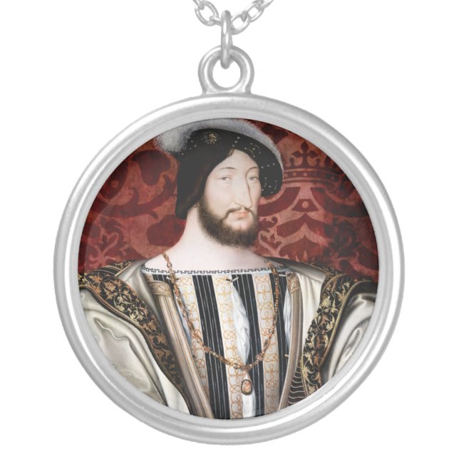 Jean Clouet - Francois I, King of France Silver Plated Necklace (Front)