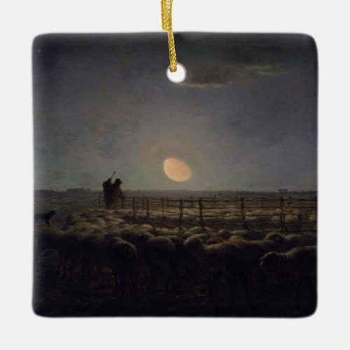 Jean_Francois Millet _ Sheepfold Moonlight 1860 Ceramic Ornament