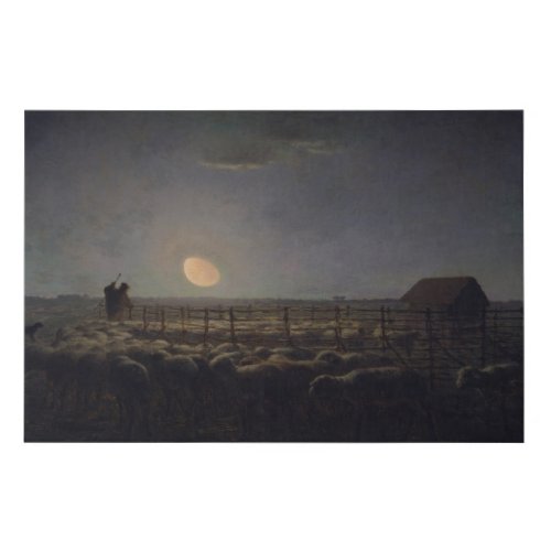Jean_Francois Millet _ Sheepfold Moonlight 1860 Faux Canvas Print