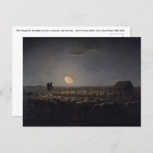 Jean_Francois Millet _ Sheepfold Moonlight 1860 Postcard
