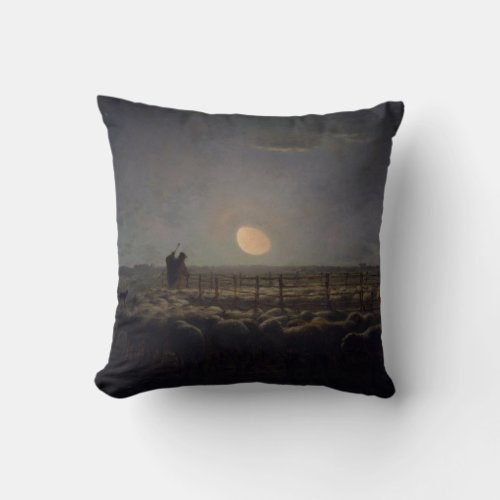 Jean_Francois Millet _ Sheepfold Moonlight 1860 Throw Pillow