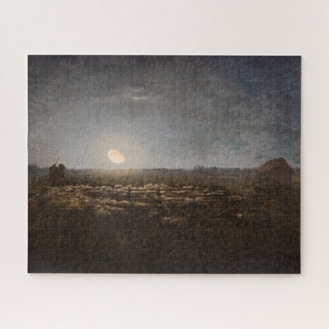 Jean-Francois Millet - Sheepfold, Moonlight 1872 Jigsaw Puzzle (Horizontal)