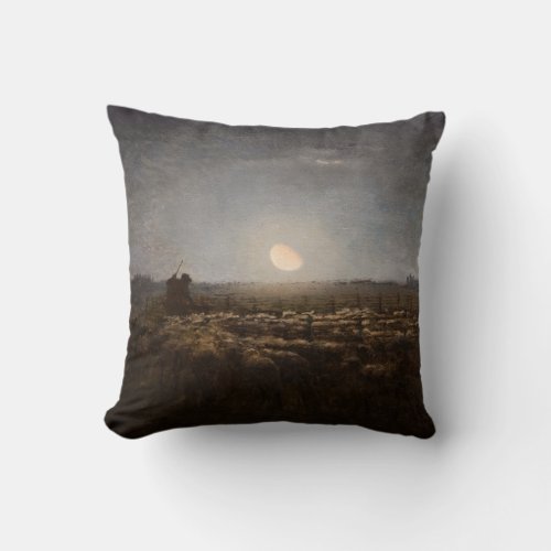Jean_Francois Millet _ Sheepfold Moonlight 1872 Throw Pillow