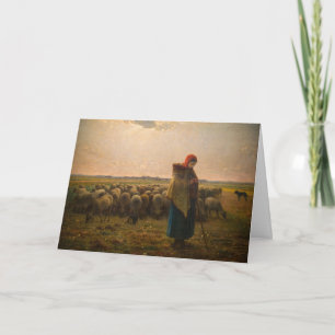 Jean-Francois Millet - Shepherdess and Flock 1863 Card