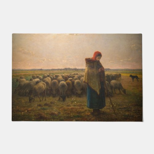 Jean_Francois Millet _ Shepherdess and Flock 1863 Doormat