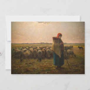 Jean-Francois Millet - Shepherdess and Flock 1863 Invitation