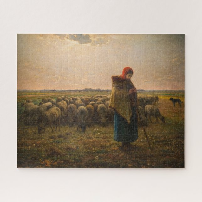 Jean-Francois Millet - Shepherdess and Flock 1863 Jigsaw Puzzle (Horizontal)