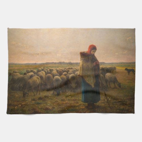 Jean_Francois Millet _ Shepherdess and Flock 1863 Kitchen Towel