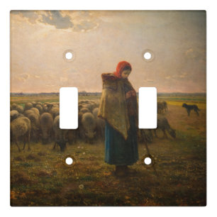 Jean-Francois Millet - Shepherdess and Flock 1863 Light Switch Cover