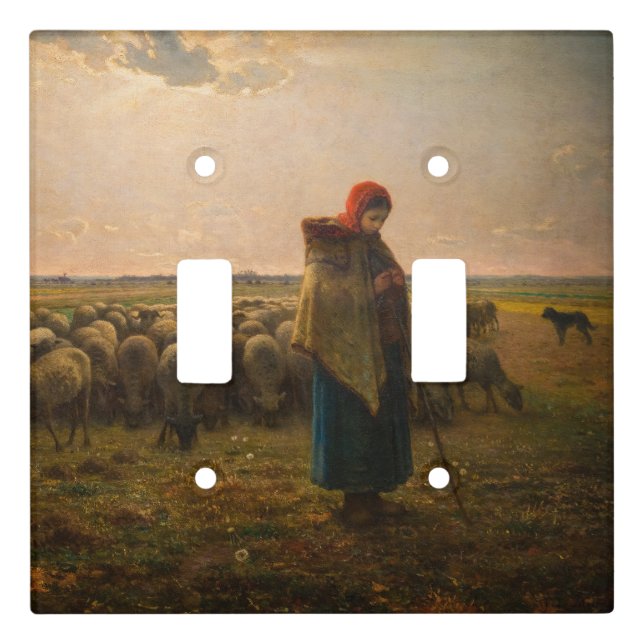 Jean-Francois Millet - Shepherdess and Flock 1863 Light Switch Cover (Front)