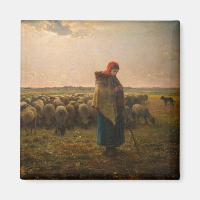 Jean-Francois Millet - Shepherdess and Flock 1863 Magnet (Front)