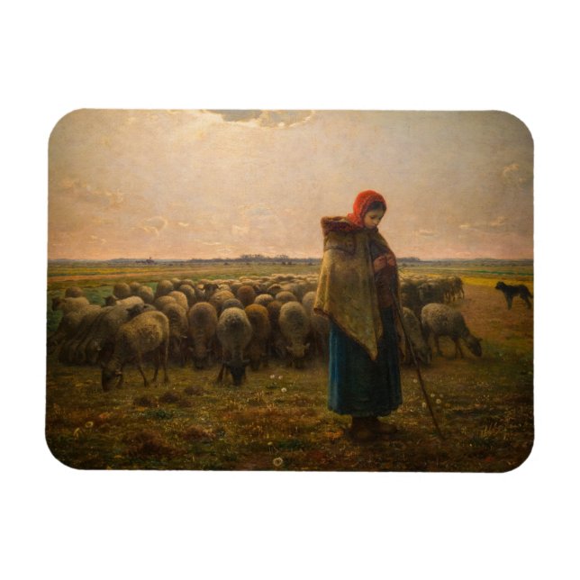 Jean-Francois Millet - Shepherdess and Flock 1863 Magnet (Horizontal)