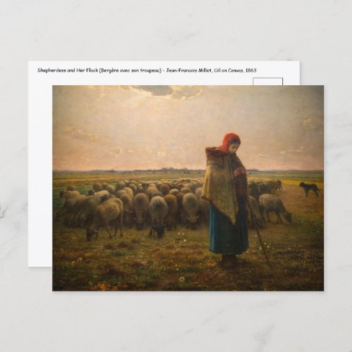 Jean_Francois Millet _ Shepherdess and Flock 1863 Postcard