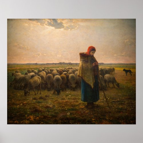 Jean_Francois Millet _ Shepherdess and Flock 1863 Poster
