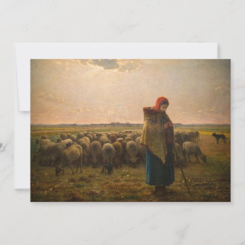 Jean_Francois Millet _ Shepherdess and Flock 1863 Thank You Card