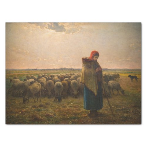 Jean_Francois Millet _ Shepherdess and Flock 1863 Tissue Paper