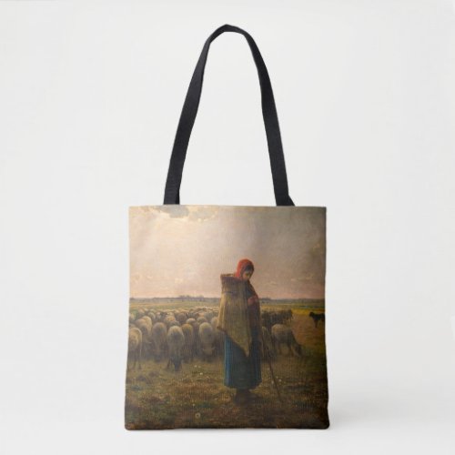 Jean_Francois Millet _ Shepherdess and Flock 1863 Tote Bag