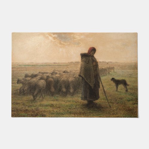 Jean_Francois Millet _ Shepherdess and Flock 1865 Doormat
