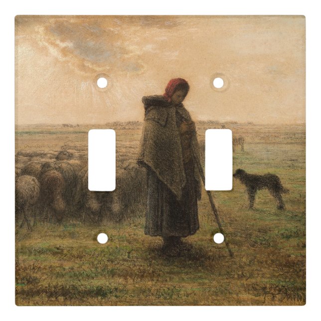 Jean-Francois Millet - Shepherdess and Flock 1865 Light Switch Cover (Front)