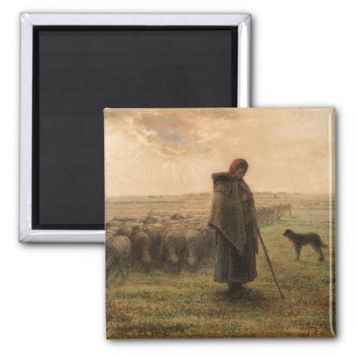 Jean_Francois Millet _ Shepherdess and Flock 1865 Magnet