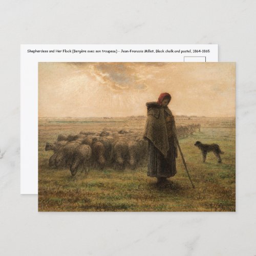 Jean_Francois Millet _ Shepherdess and Flock 1865 Postcard