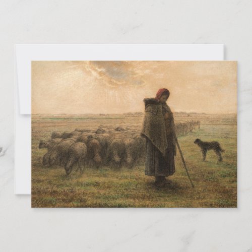 Jean_Francois Millet _ Shepherdess and Flock 1865 Thank You Card