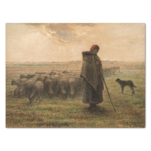 Jean_Francois Millet _ Shepherdess and Flock 1865 Tissue Paper