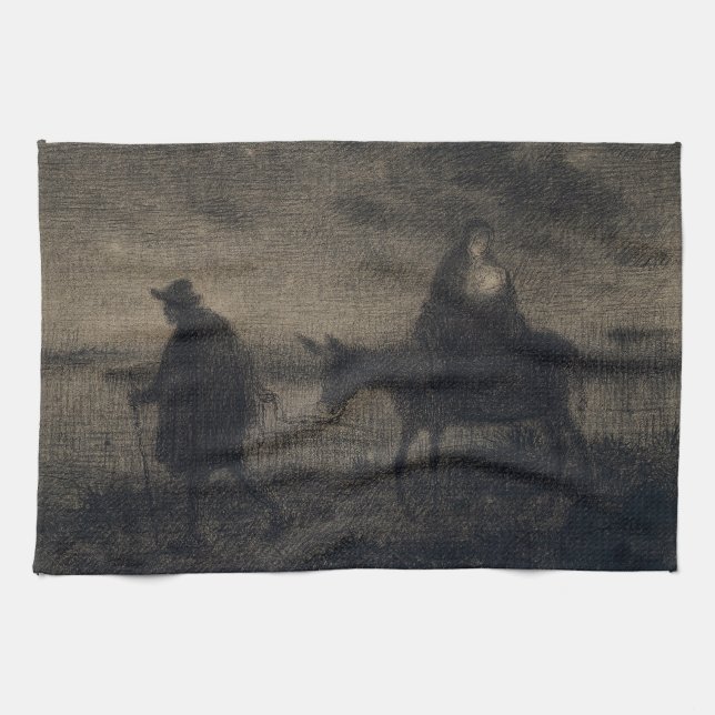 Jean-Francois Millet - The Flight Into Egypt Kitchen Towel (Horizontal)