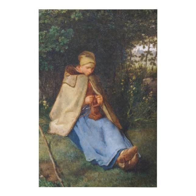 Jean-Francois Millet - The Knitter Faux Canvas Print (Front)